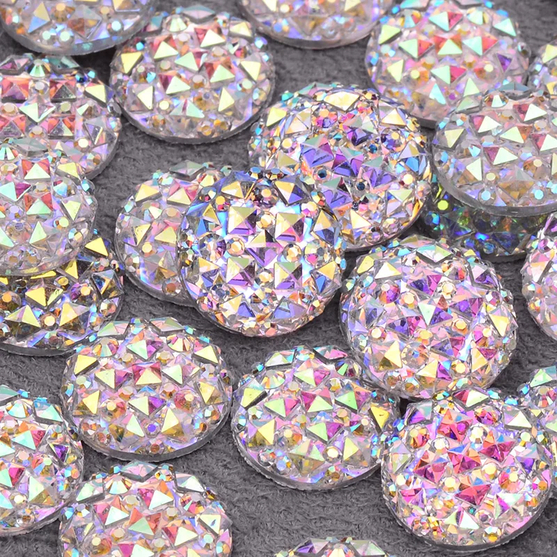 6, 8, 10, 12, 16, 20, 30, 35 мм большой кристалл AB аппликация СТРАЗА плоская задняя Смола драгоценные камни круглый кристалл камень не горячей фиксации Алмазный страз