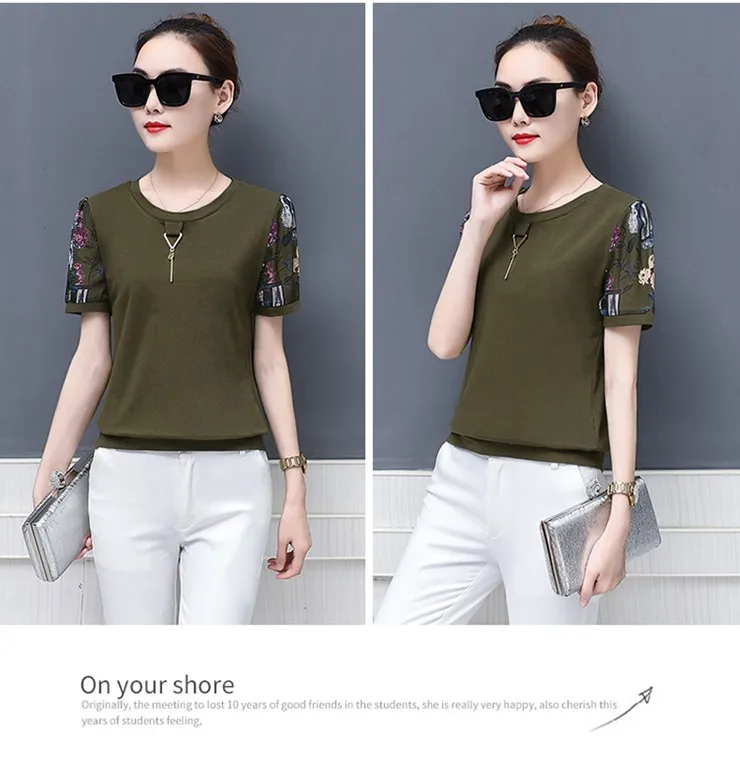 2018 New Summer Women Blouse Print Patchwork Short Sleeve Womens Tops And Blouses Casual Shirt Plus Size Tops Blusas Feminine (3)