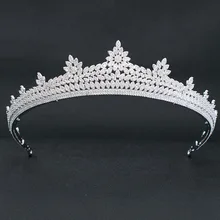 High Quality Cubic Zirconia CZ 2/3 Round Tiara Crown for Bridal Wedding Women Hair Accessories Jewelry A00073