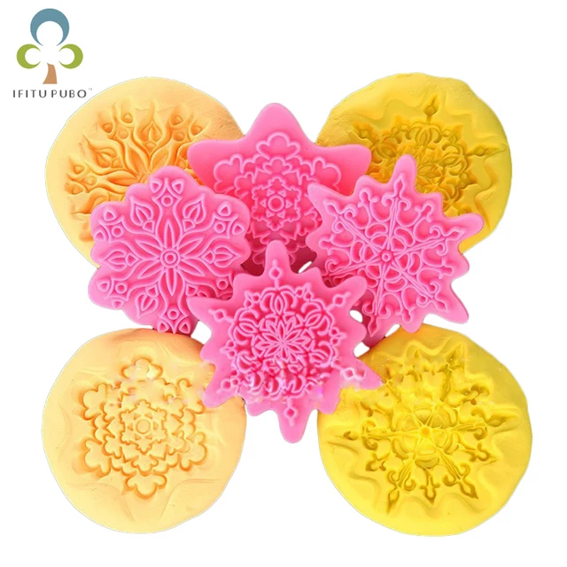 4Pcs/lot Flower Shape Cake Embosser Lace Press Mold Biscuit Stamps