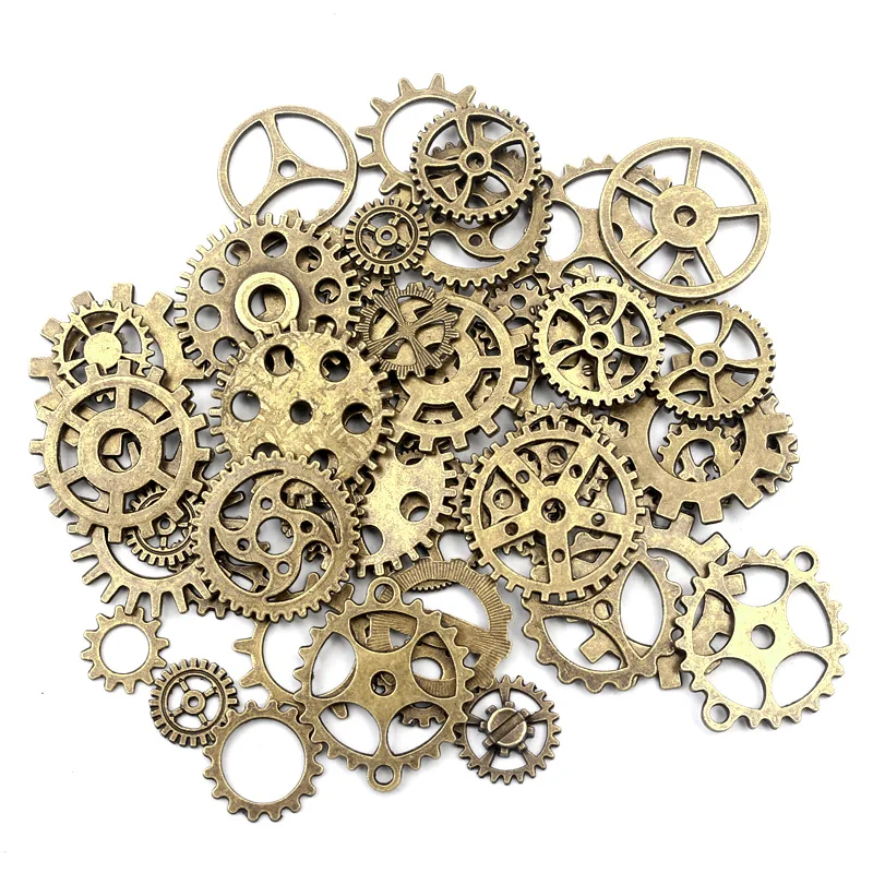 

65g(45-50Pcs) Mixed Vintage Metal Alloy Gear Wheel Pendant Charms Jewelry Findings For DIY Bracelets Necklace Jewelry Making