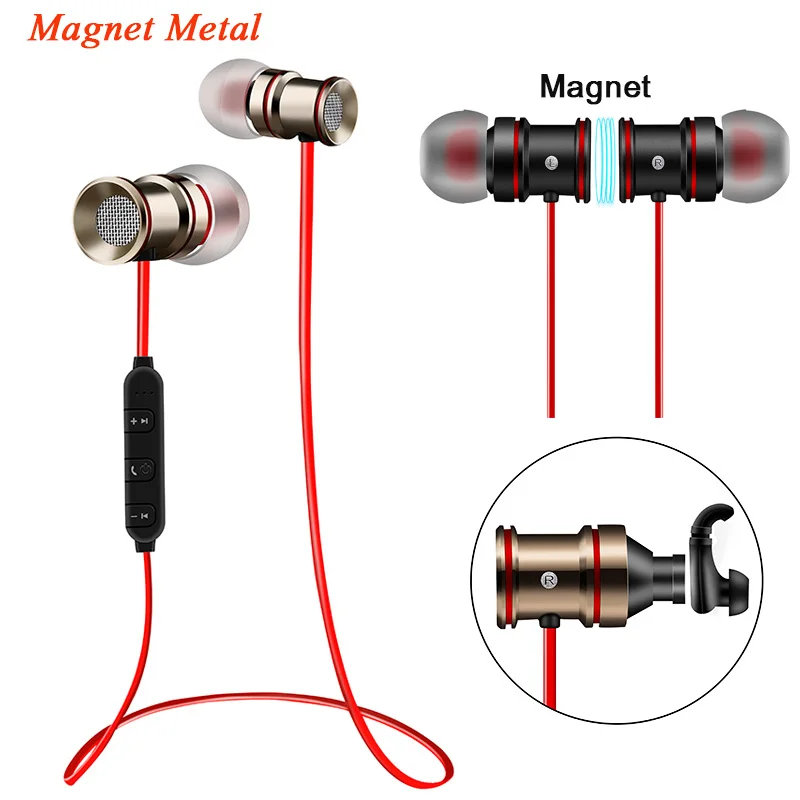 Metal Bluetooth Earphone Wireless Sports Earbud Stereo CSR4.1