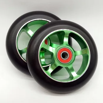 

Free Shipping! Aluminum PU scooter Wheel 100*24mm 88A With bearing 2PCS