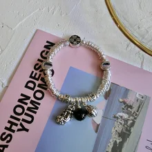 S925 Серебряные Ювелирные изделия Китайский ветер натуральный черный камень Максим мифическое дикое животное женский натуральный камень кристалл браслет