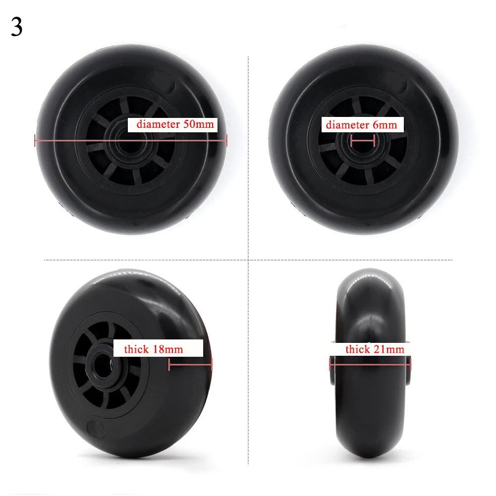 2Pcs/Set Suitcase Wheels Luggage Suitcase Replacement Wheel Axles Deluxe Repair Deluxe Repair Tool Casters Diameter 41-50mm - Цвет: 3