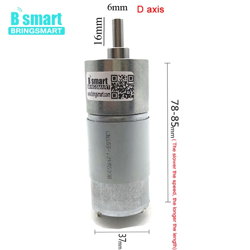 

Bringsmart 37GB555 Geared Motor DC 12V-24V Reversible 9-535RPM 15W Motor Electric For Electronic Equipment