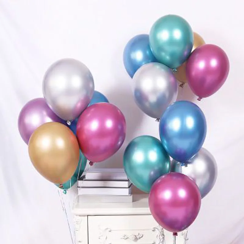 100pcs Mixed color 100 шт объем 12 дюймов 2,8 г металлический хромированный латексный шар Золотой Синий Серебряный металлический блеск день рождения шары JL0118 - Цвет: 100pcs Mixed color