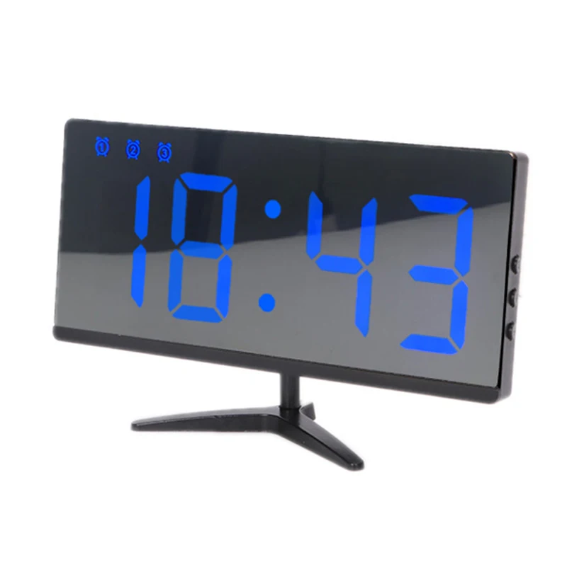 

Digital Alarm Clock Led Mirror Clock Multifunction Snooze Display Time Night Lcd Light Table Desktop Usb Cable Clock