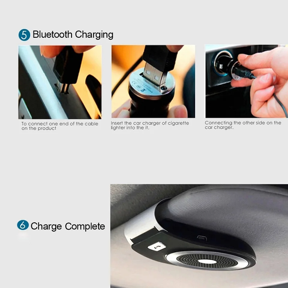ANLUD Bluetooth Car Kit Handsfree Wireless Bluetooth Stereo SpeakerPhone Sun Visor Clip A2DP MP3 Music Player Support 2 Phones (8)