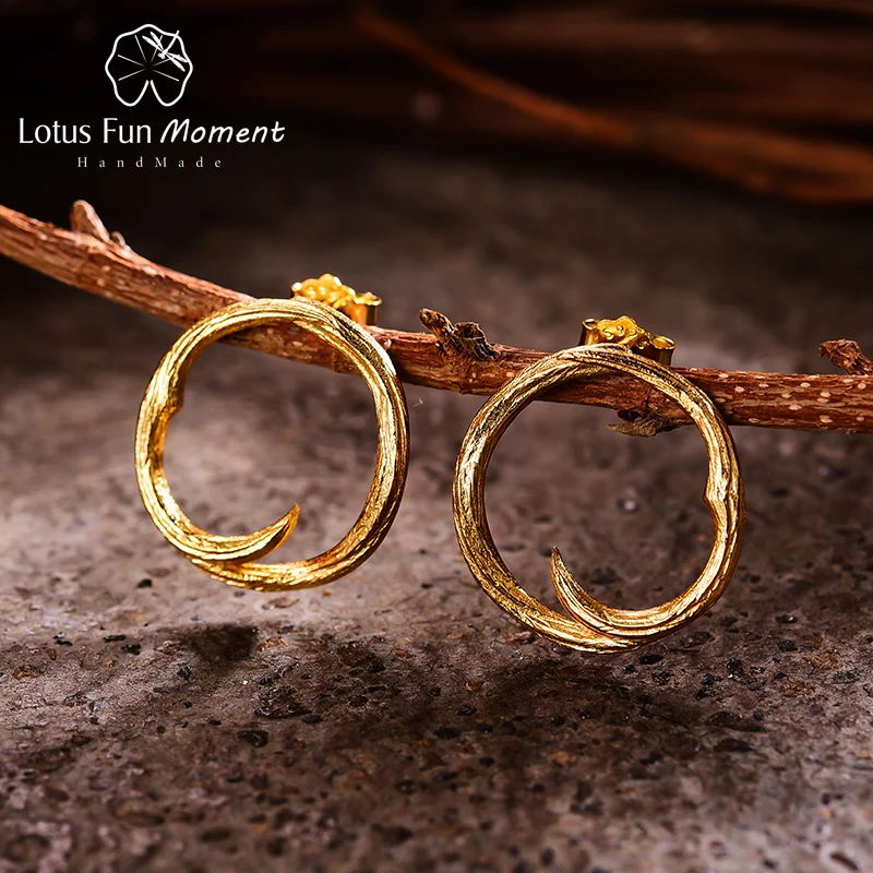 

Lotus Fun Moment Real 925 Sterling Silver Natural Creative Handmade Fine Jewelry Unique Thorns Stud Earrings for Women