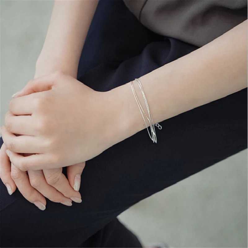 

Summer Brand Fashion 925 Sterling Silver Layered Line Bracelets For Women New Designer S925 Charms Bracelets Bijoux Wholesale