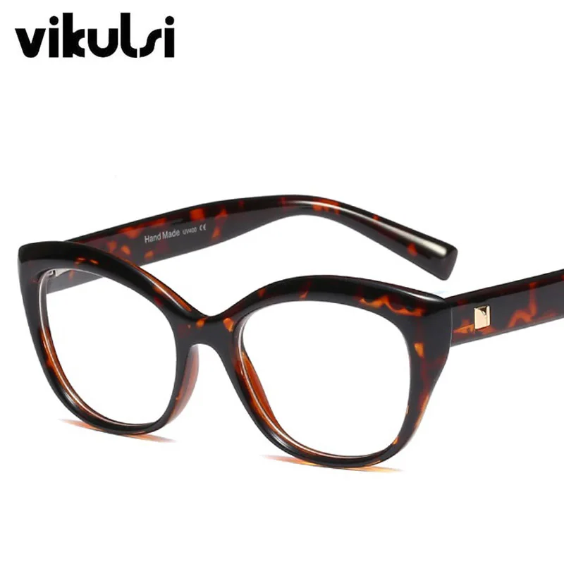 Ретро прозрачные оправы для очков, женские оптические очки кошачий глаз, оправа, брендовые дизайнерские прозрачные очки, модный очки, винтажные, UV400 - Цвет оправы: D838 leopard clear