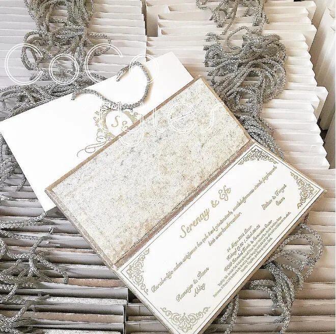  Cocostyles bespoke premium velvet folded foiling invitation card with laser cut logo and ribbon bow - 32867943419