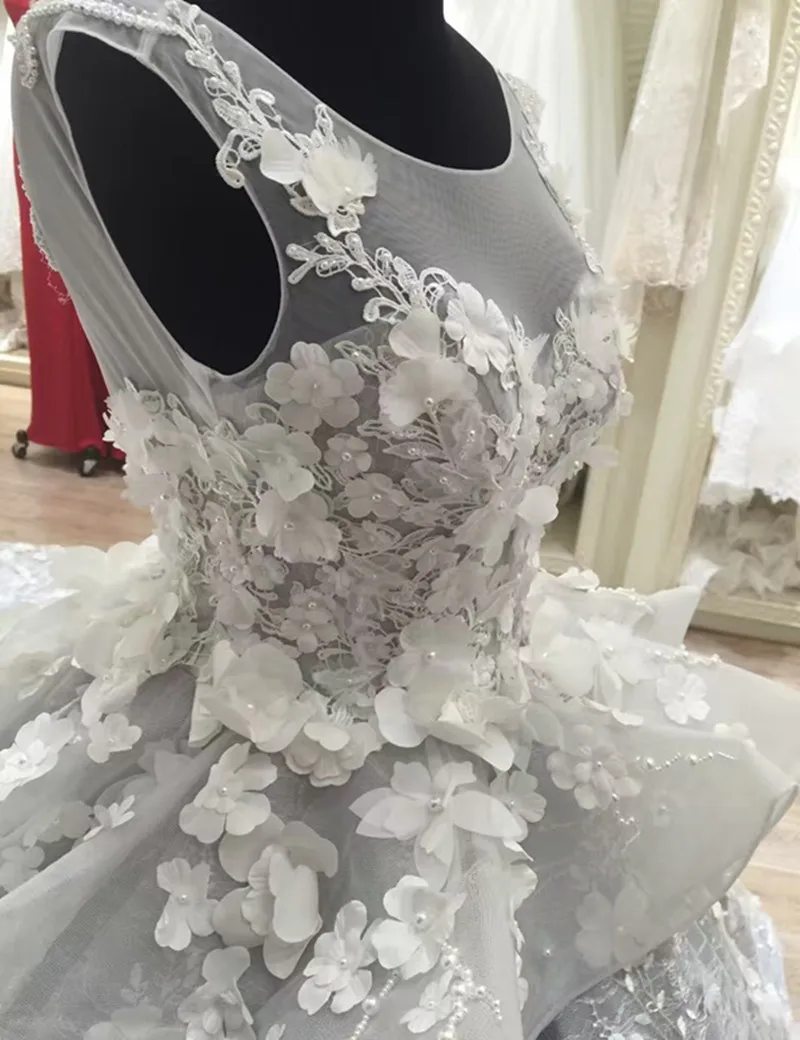 Robe De марионный Совок с цветочным драпировкой свадебное платье Роскошная Часовня Поезд Vestido De Novia бальное Свадебные платья
