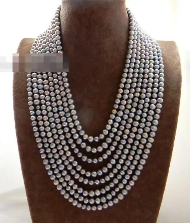 

song voge gem nanJ1022 8Strands Round Gray Freshwater Pearl Necklace