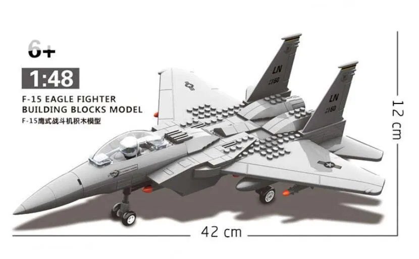 Военная серия Battleplane F-15 истребитель Eagle 270 шт. строительный Деревянный конструктор совместим с другими крупными брендами