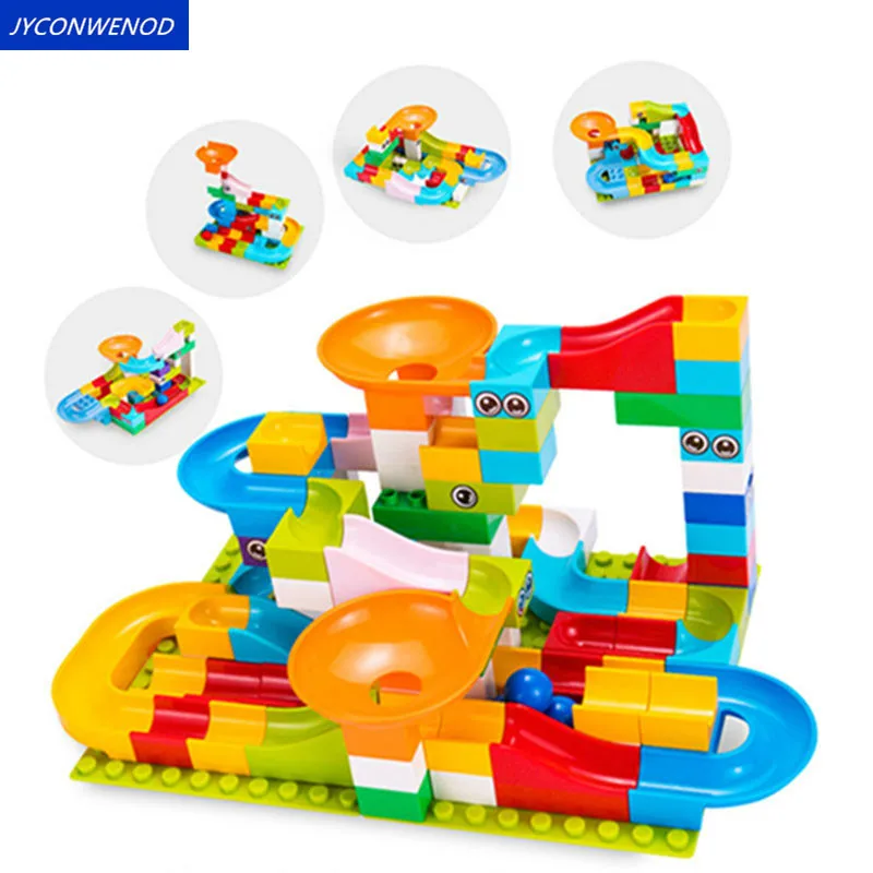 

104-208PCS Building Brick Marble Race Run Maze Balls Track Building Block Funnel Slide Brick Compatible DuploINGly Toy for child