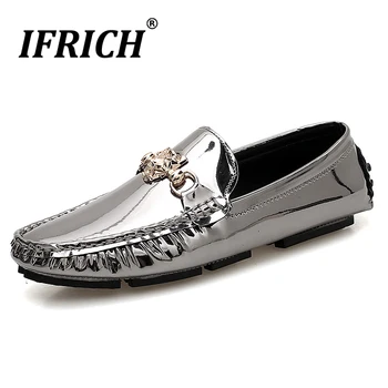 

Original Men Patent Leather Loafers Shoes Large Size 47 48 Driving Moccasin Men Luxury Brand Youth Casual Shoes Walking Shoes