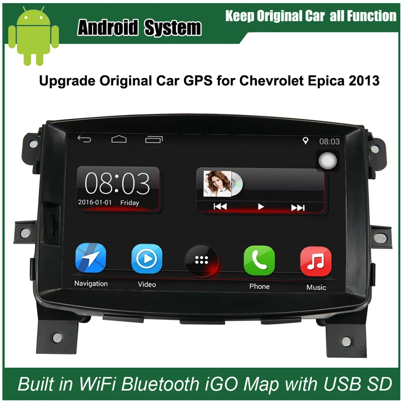 8 inch Android Car GPS Navigation for Chevrolet Epica 2013 Car Video Player WiFi Bluetooth Mirror