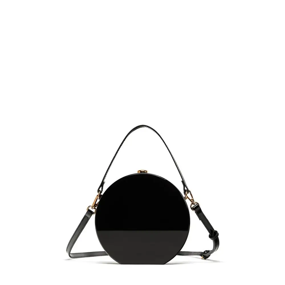 Фирменная Новинка 17X18X5 см Акриловая круглая сумка в форме бочонка, однотонный черный акриловый бокс, клатч, модная акриловая сумка через плечо - Цвет: black