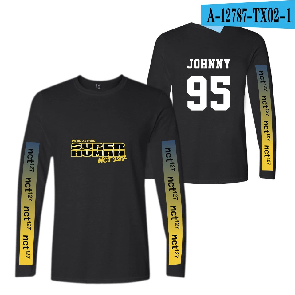NCT 127 WE ARE SUPERHUMAN Album длинная футболка Весна новая горячая футболка с длинными рукавами трендовая Повседневная футболка с длинными рукавами - Цвет: Black