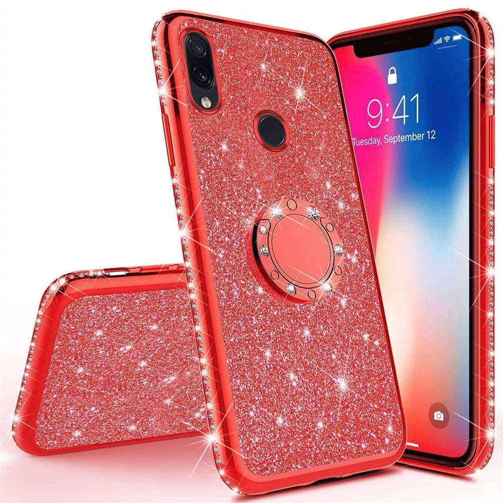 Алмазный чехол с блестками для Xiao mi Red mi Note 7 Red mi K20 Pro 7A 7 6A 6 с автомобильным кольцом для Xiaomi mi 9 SE mi 8 Lite A2