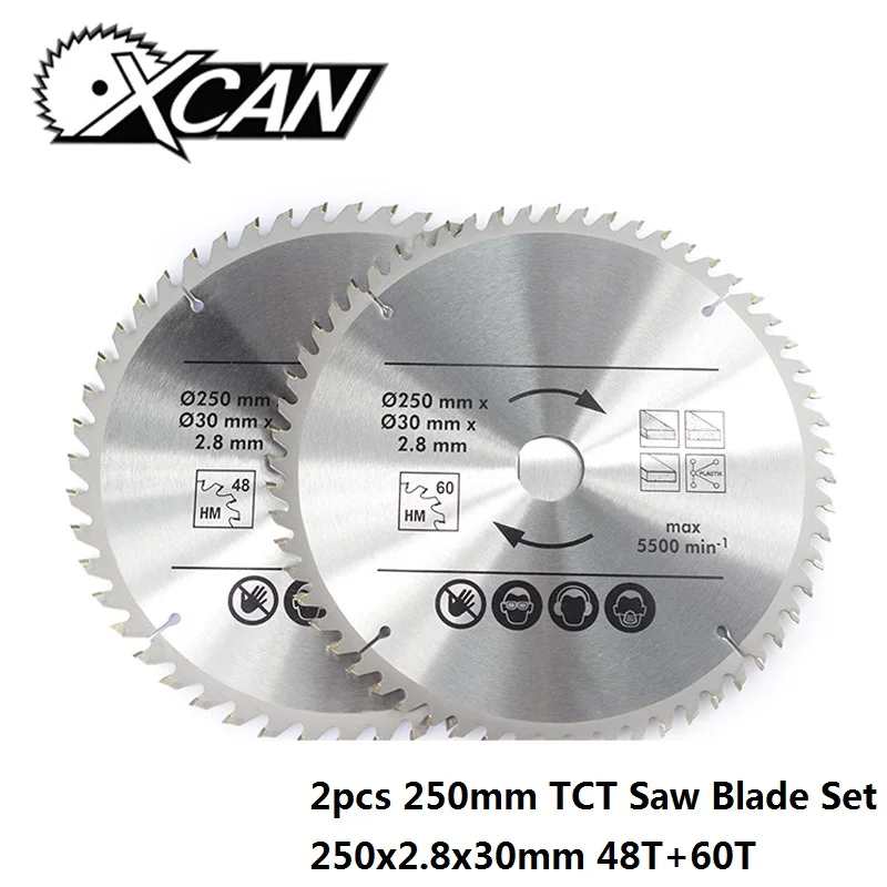 XCAN 2 шт 250 мм 48 т 60 т Мультифункциональный деревянный пильный диск TCT Циркулярный пильный диск