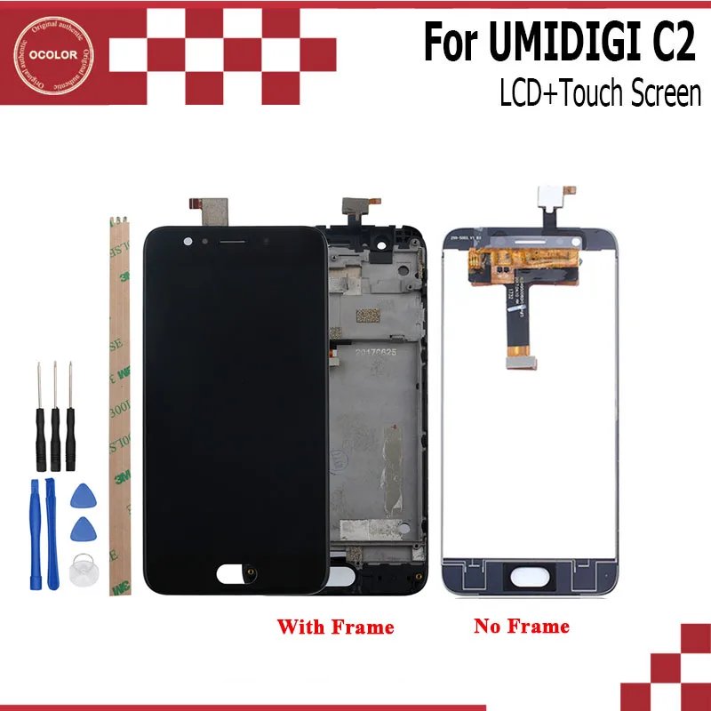 

ocolor For UMI Umidigi C2 LCD Display And Touch Screen +Frame 5.0 Inch Phone Accessories For UMI Umidigi C2 +Tools And Adhesive
