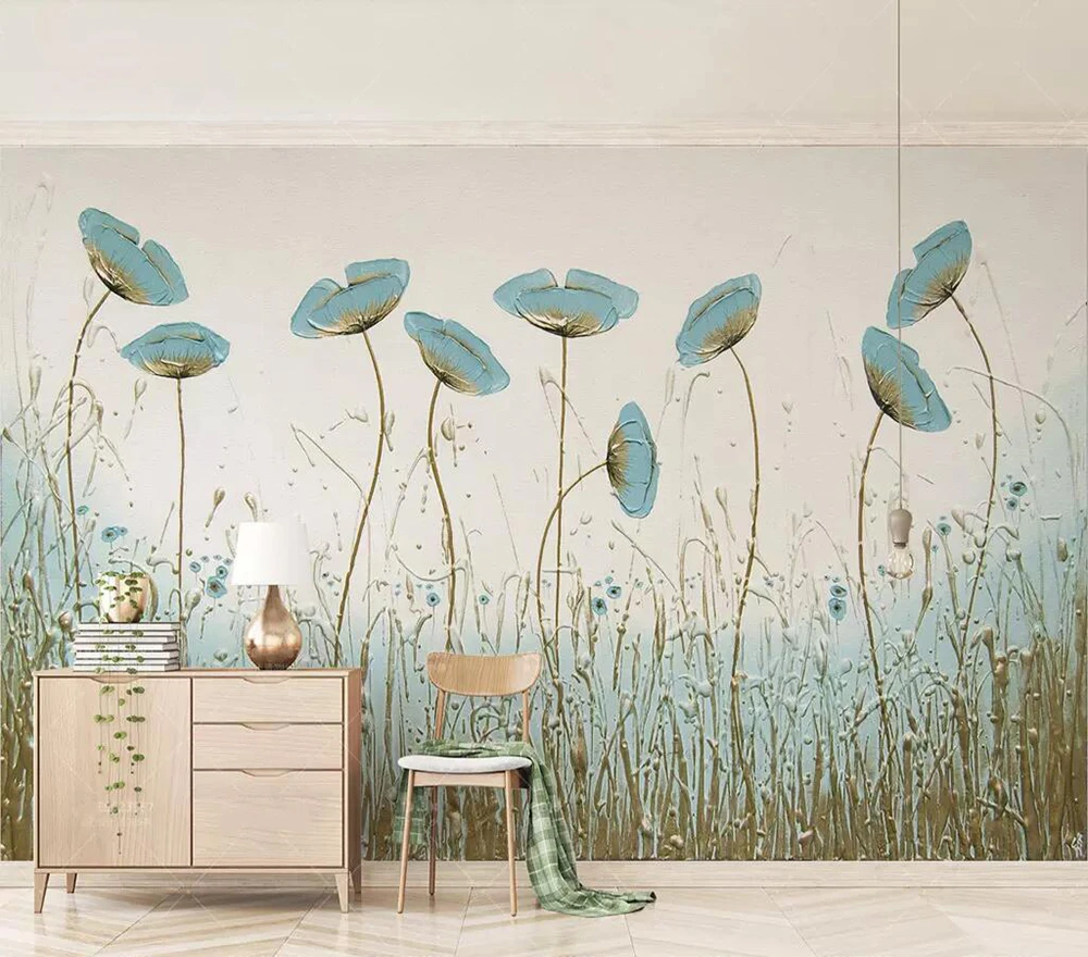 Decorative Wallpaper Simple Aesthetic Style Mint Green Flower Tv Background Wall Fabric Textile Wallcoverings Aliexpress