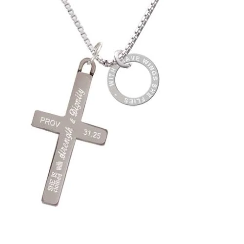 With Brave Wings Eternity Ring - Strength and Dignity - Cross Necklace (1)