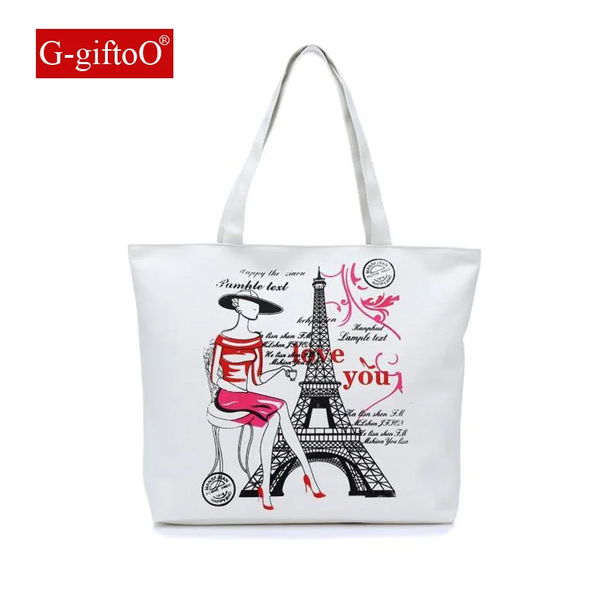 

Women Canvas Handbag cartoon City Printed Shoulder bag Female Large Capacity Ladies Beach Bag Women Canvas Tote Shopping Handbag