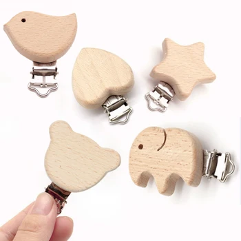 

3 Pcs Nipple Chain Accessories Baby DIY Cute Modelling Beech Pacifier Clips Small Elephant Heart-shaped BPA Free