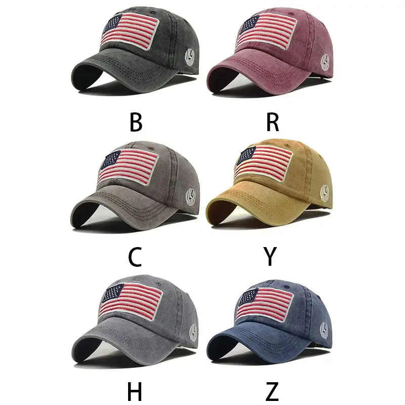 Baseball Cap Women Men American Flag Embroidered Cotton Hat Headwear Outdoor Sports Wear With Adjustable Back Closure