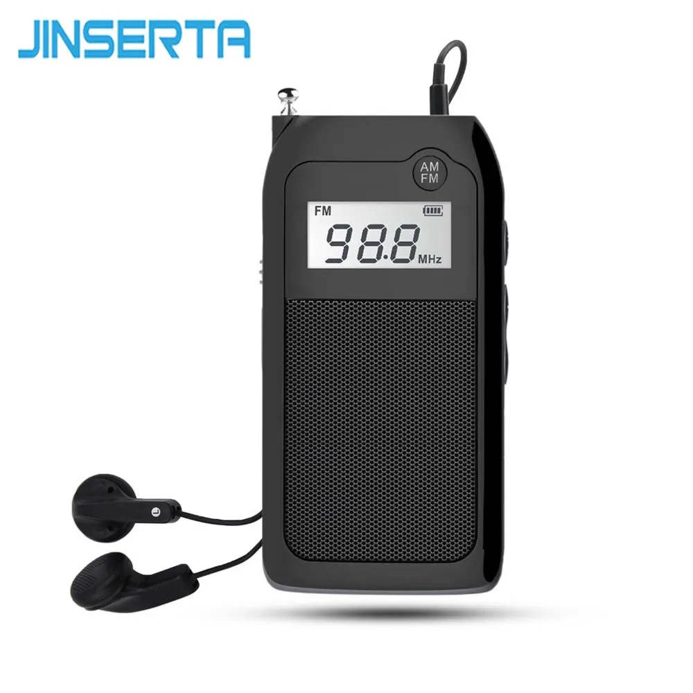 

JINSERTA Pocket Portable Radio FM/AM Digital Tuning Receiver MP3 Music Player Rechargeable Battery Search Stereo Radio Headset