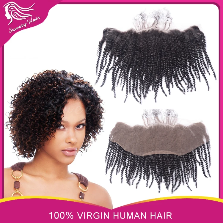 

13X4 Peruvian Virgin Human Kinky Curly Lace Frontal Closure With Baby Hair 100% Virgin Human Hair Swiss Lace Frontal