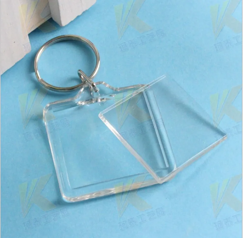 170 Blank Acrylic Square Keychains Insert Photo Keyrings (Key ring