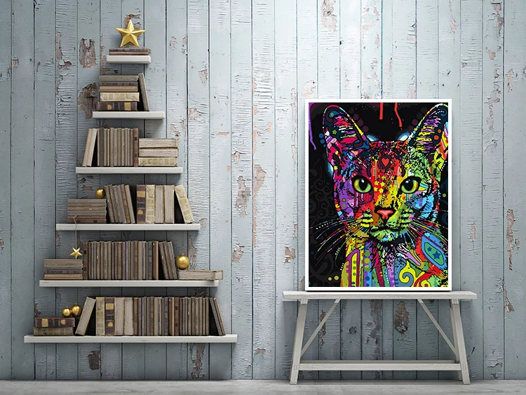Масляная краска по номерам кошка животное на холсте DIY картины для гостиной украшение стены Домашнее искусство ремесла акриловый рисунок