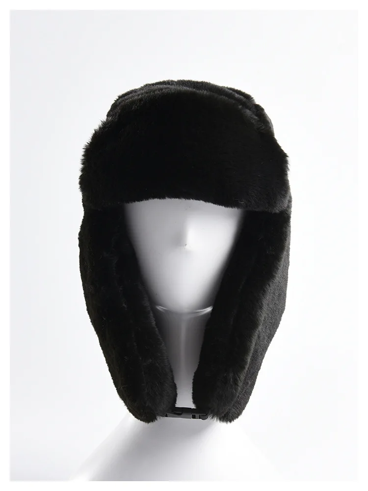 Autumn Winter Warm Cap New Thickened Thermal Imitating Rabbit Hair Outdoor Cold-proof Skiing Cap High Quality Ear-Protecting Hat