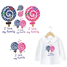 

cute lollypop letters iron on patches for girs clothes family DIY iron stickers transfert thermocollants polo T-shirt accessory