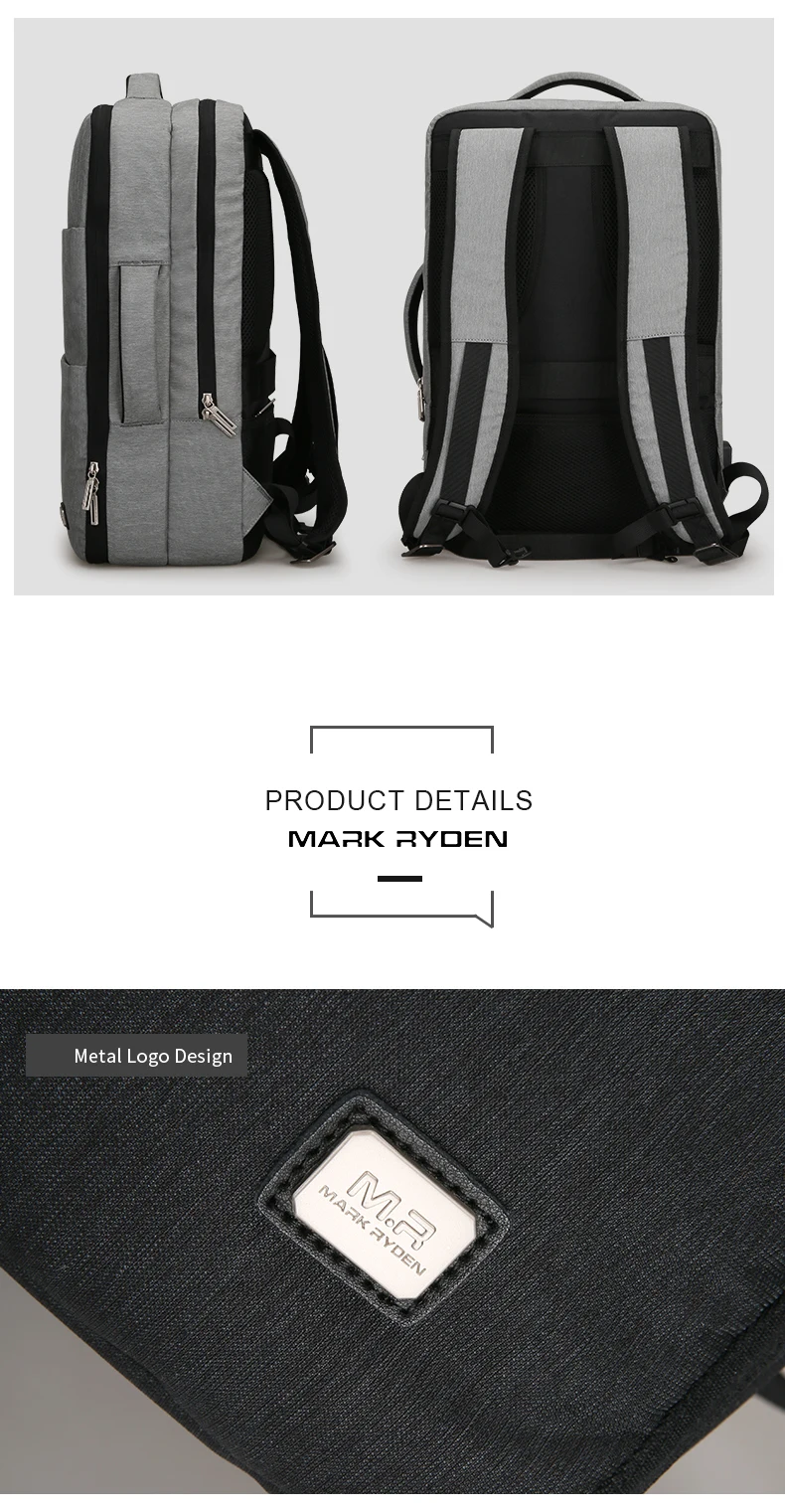 Mark Ryden мужской рюкзак для ноутбука, деловые сумки с usb зарядным портом, Школьный Рюкзак Для Путешествий, подходит для ноутбука 15,6 дюймов