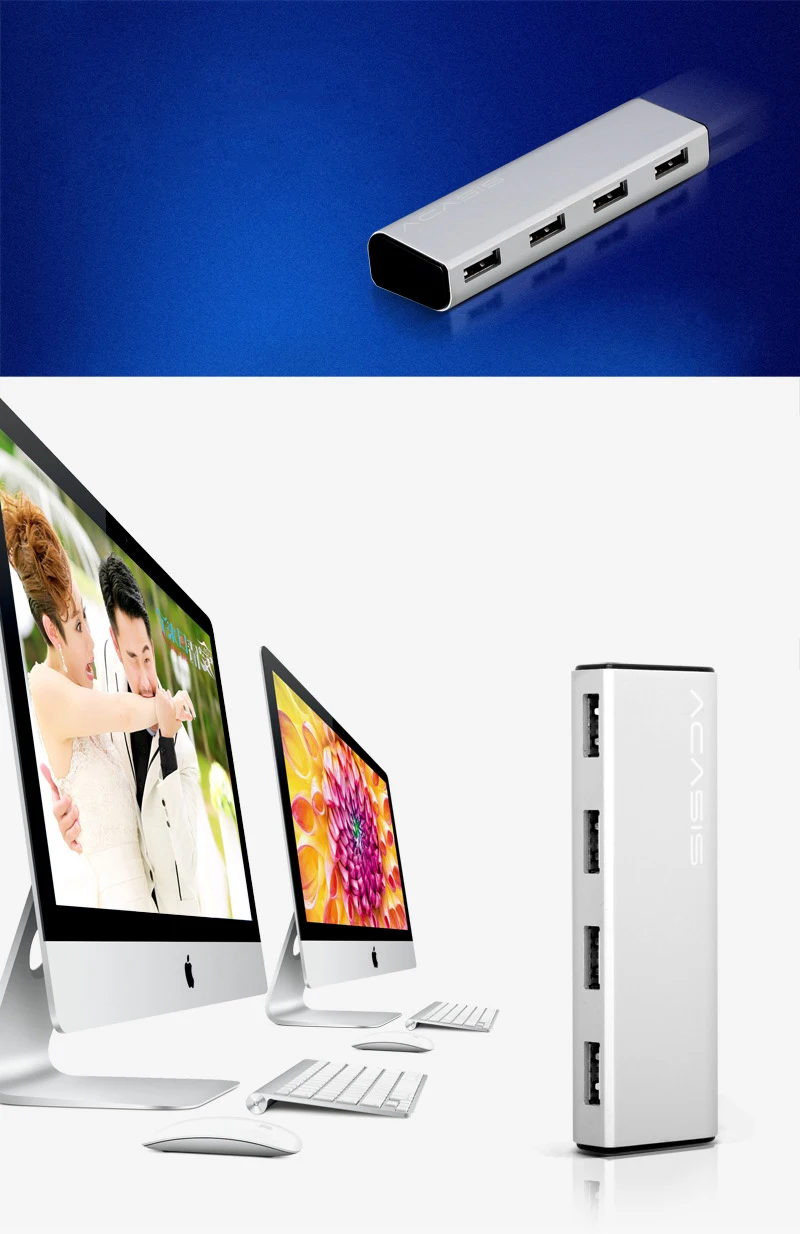 Acasis HS0013 алюминиевый 4 порта 5 Гбит/с USB 3,0 сплиттер супер скорость USB 3,0 концентратор с миниатюрным интерфейсом питания USB