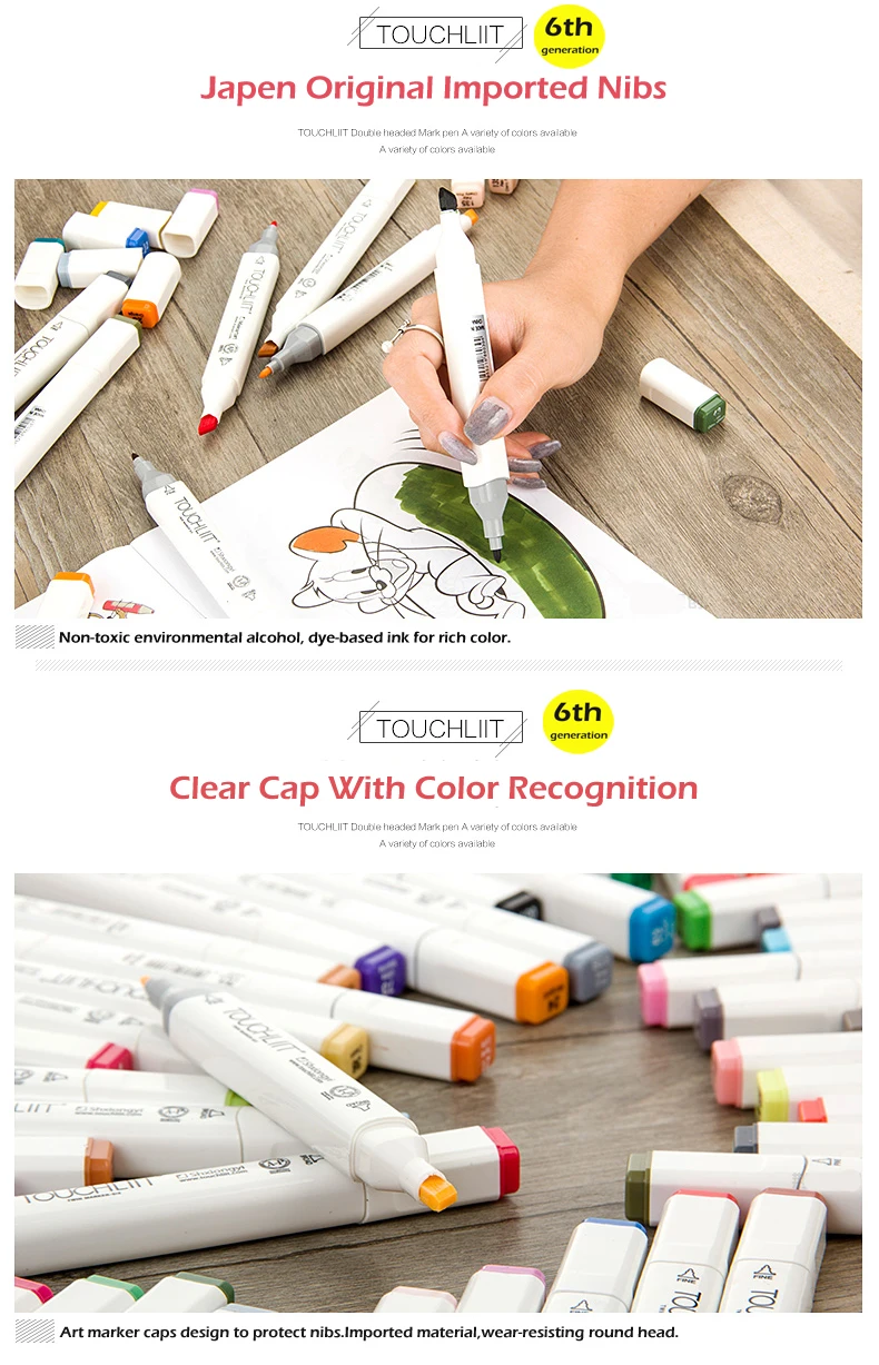 Touchliit Álcool Duplo Marcadores da Arte Anime Arquitetura 30 40 60 80 Cores Paisagem Interior Design Pro Sorteio Canetas Marcador Gráfico 5 art markers