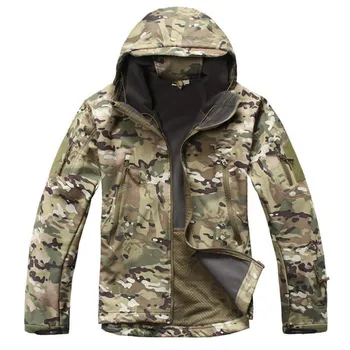 

Tactical Jackets Men Camouflage Shark Skin Soft Shell Waterproof Hooded Military Jacket Camo Fleece Raincoat Hunt Coats Size 3XL