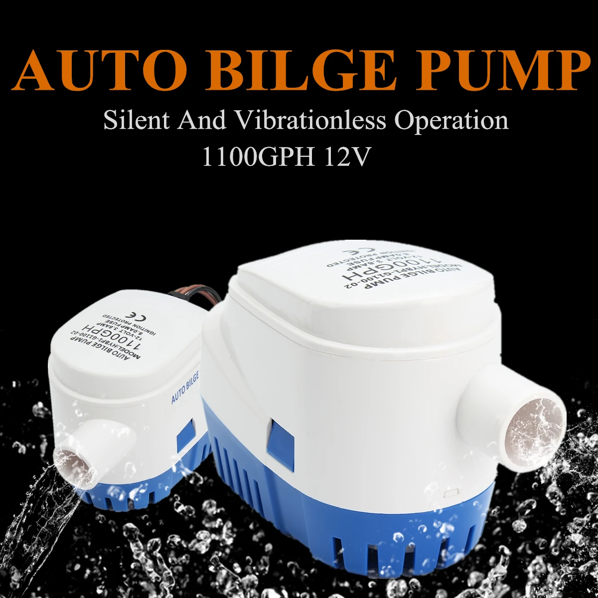 

Automatic Submersible Bilge Auto Water Pump 1100GPH Boat 12V Marine Float Switch High Efficiency Ignition Protected Anti Airlock