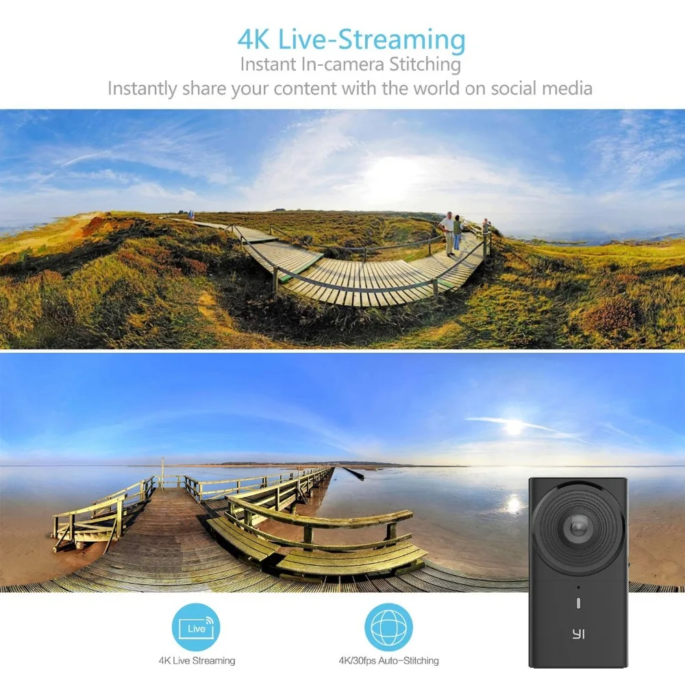 YI 360 VR Camera Dual-Lens 5.7K HI Resolution Panoramic Camera with Electronic Image Stabilization 4K in-Camera Stitching