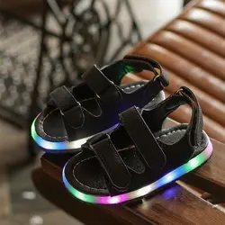 2018 Новый pu для маленьких девочек сандалии светодиодный свет детские сандалии для мальчиков детская летняя обувь sandale enfant garcon SD3