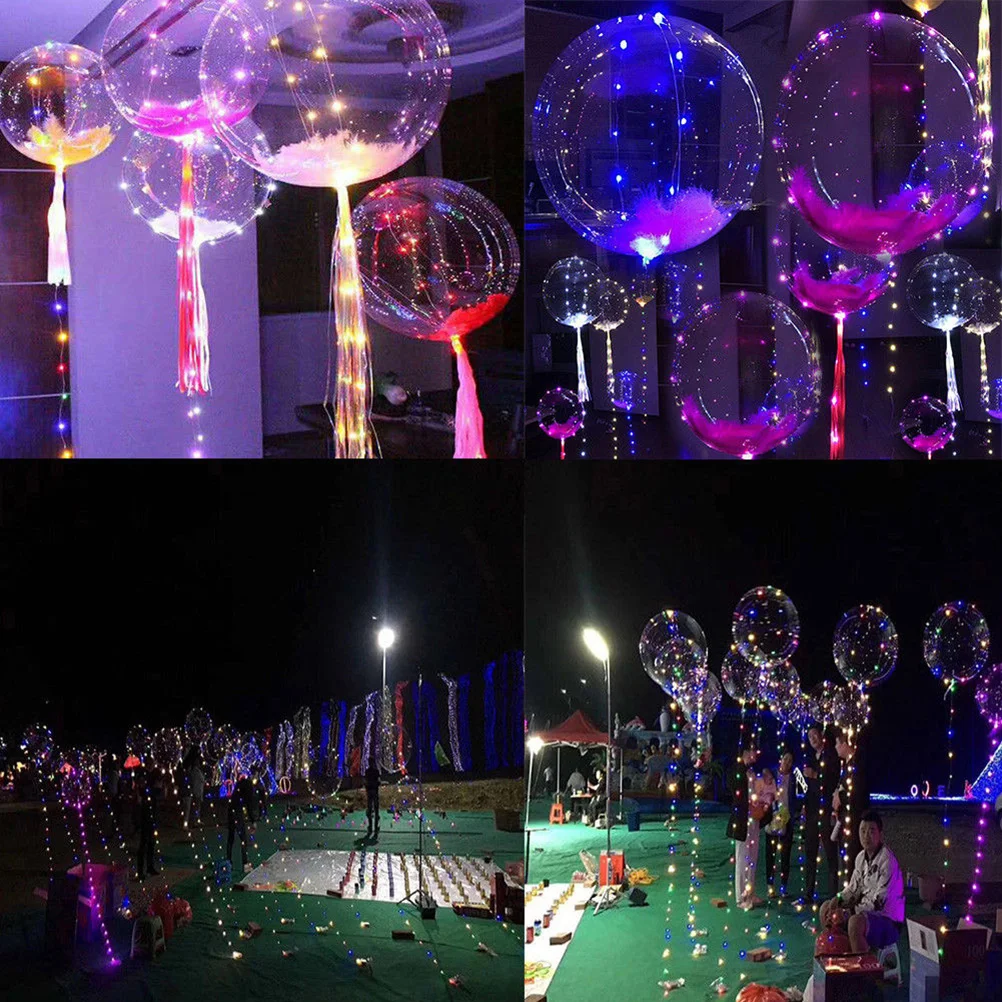 1PC 18inch 3M String Luminous Led Balloon Colorful Transparent Round