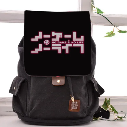 

Cool Black Canvas Bag NO GAME NO LIFE Tachibana Kanade Cosplay Backpack Kirishima Bags For Men Women School Bags