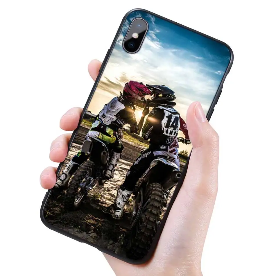 Силиконовый черный чехол для iPhone 11 Pro XR X XS MAX 7 8 6 6S Plus 5 5S SE 7Plus 8Plus мобильный телефон moto Cross moto rcycle sports - Цвет: 005