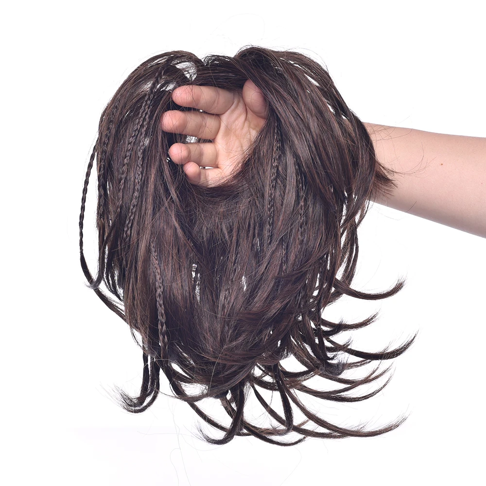Soowee синтетические волосы лентой черный Scrunchie волос Bun Chignon высокая Температура волокна оплетки волос пончик ролик повязка на голову